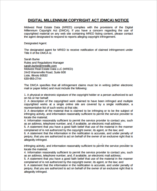 digital millennium copyright act notice1