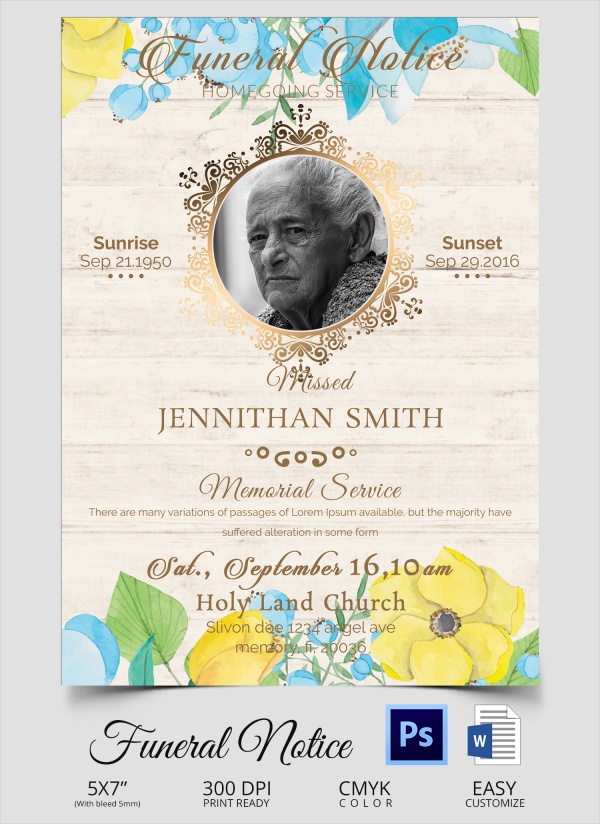 funeral home obituaries sample ads