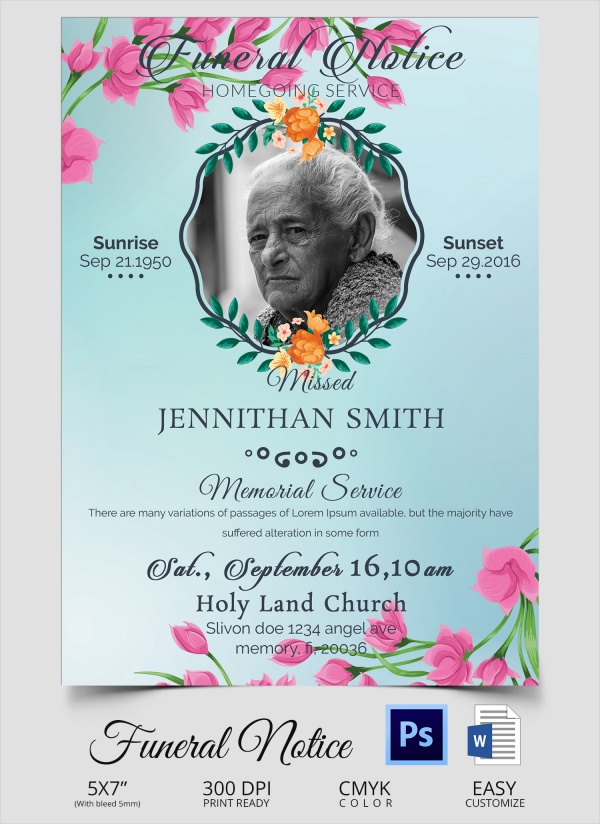 14+ Funeral Notices Sample Templates