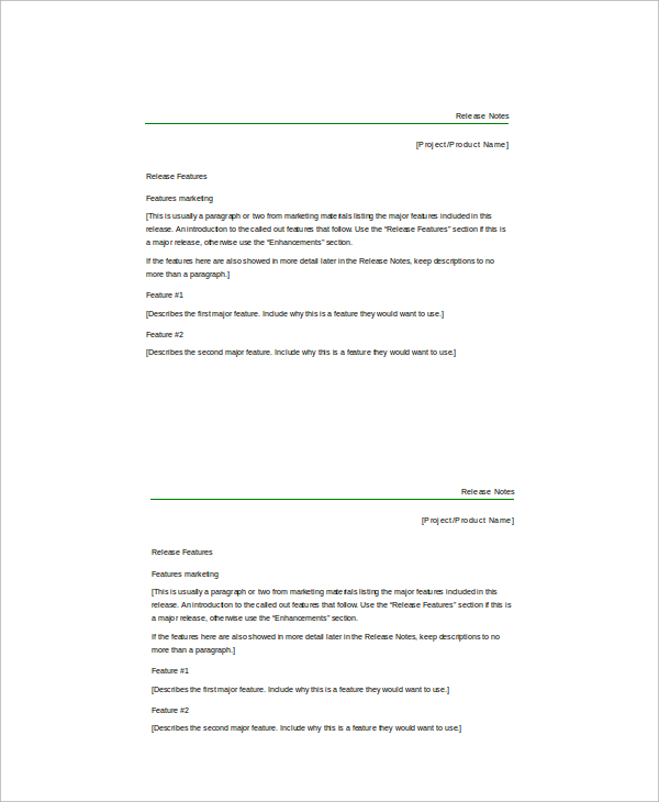 Software Release Notes Document Template