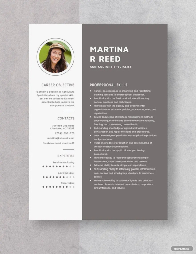 agriculture specialist resume template