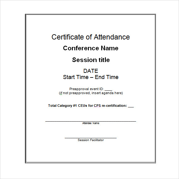 attendance award certificate
