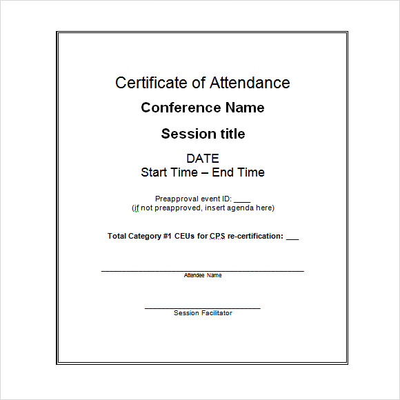 16 Sample Attendance Certificate Templates To Download Sample Templates 0916