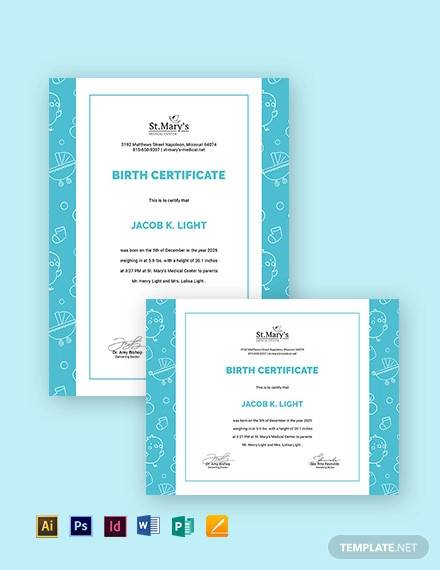 baby certificate template