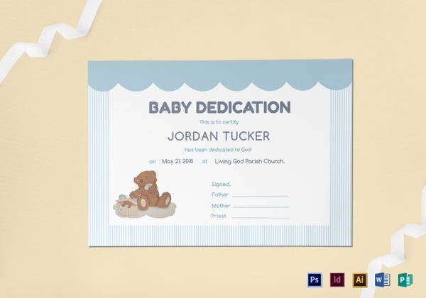 baby dedication certificate template in psd