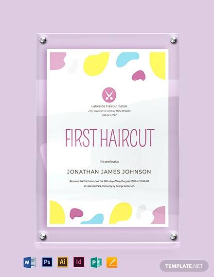 baby first haircut certificate template