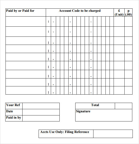 bank receipt voucher format