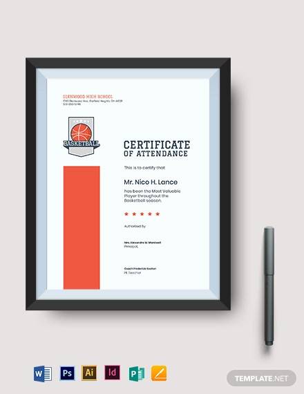 basketball mvp certificate template