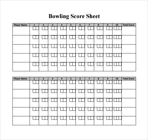 blank bowling score sheet