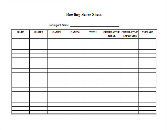 bowling score sheet template doc