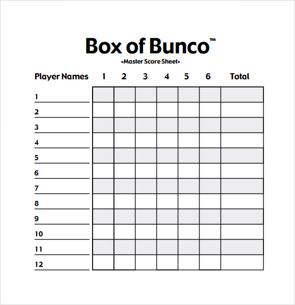 FREE 10 Sample Bunco Score Sheets Templates In Google Docs Google Sheets Excel MS Word 