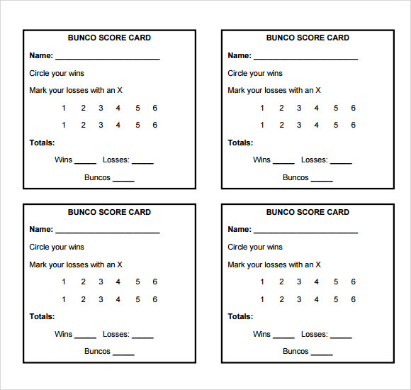 Bunco Sheets Template HQ Template Documents