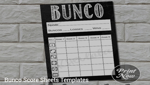 Bunco Score Sheets Templates