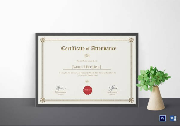 sample certificates printable Sample to Download 16 Certificate Templates Attendance