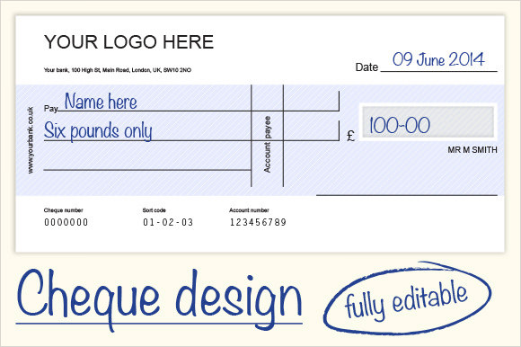 Editable Blank Check Template 7660