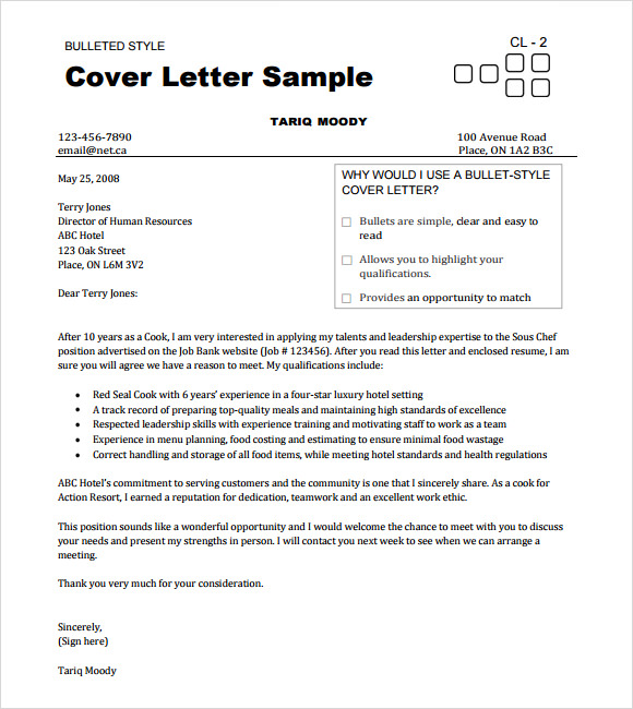 chef cover letter template pdf