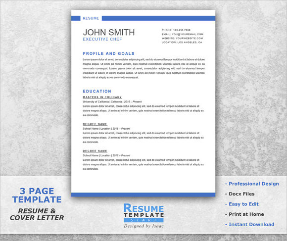 chef resume template word
