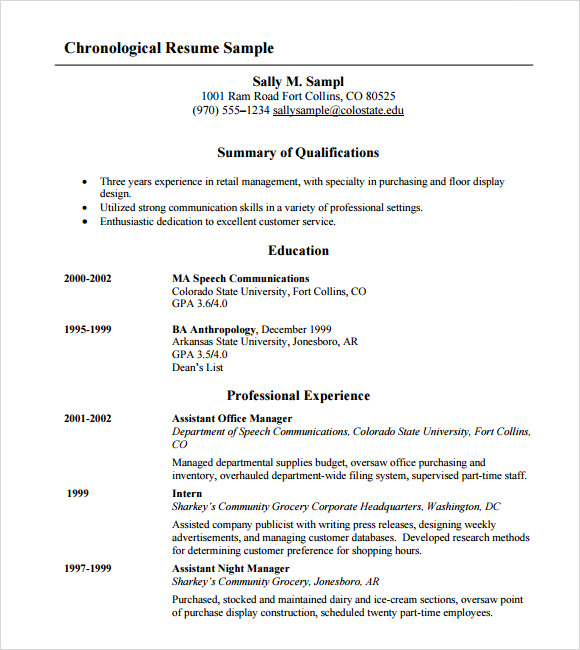 best chronological resume template 2020