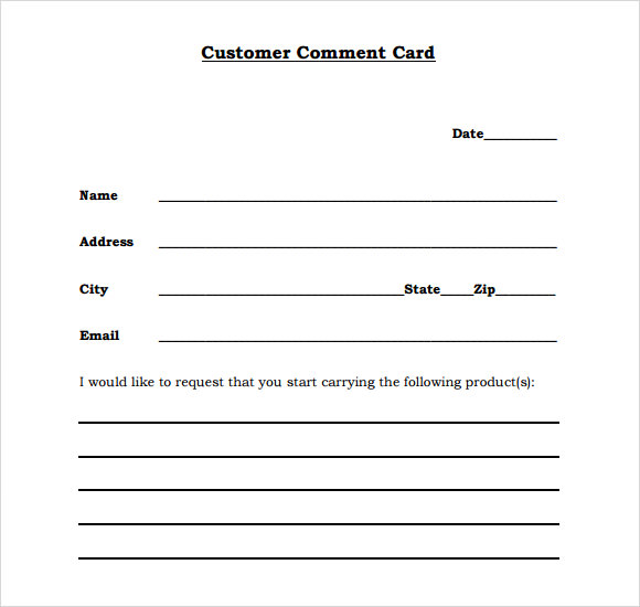 FREE 11 Comment Card Templates In AI MS Word Pages PSD 