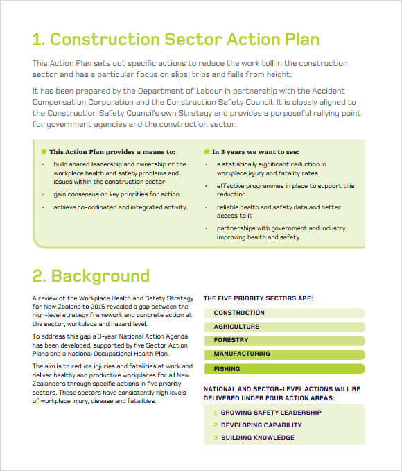 construction action plan template