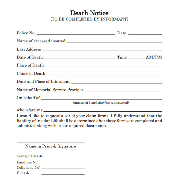 death notice template download