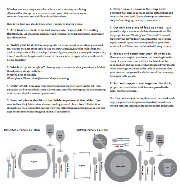 dining place setting etiquette