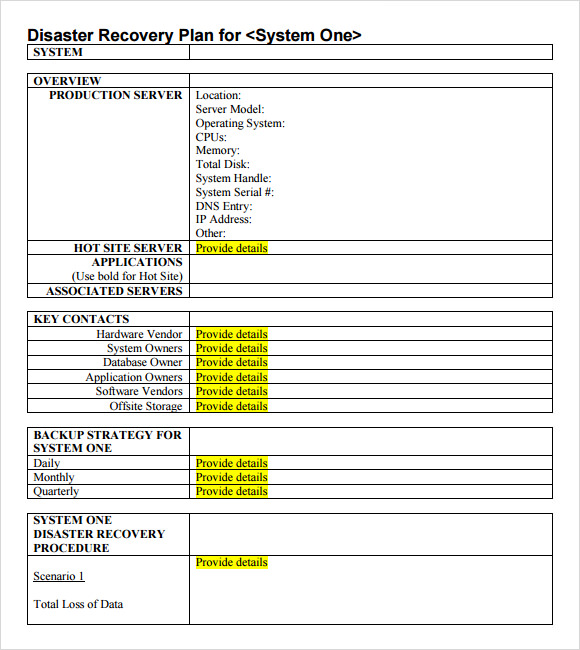 Disaster Recovery Test Plan Template