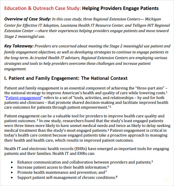 education case study template