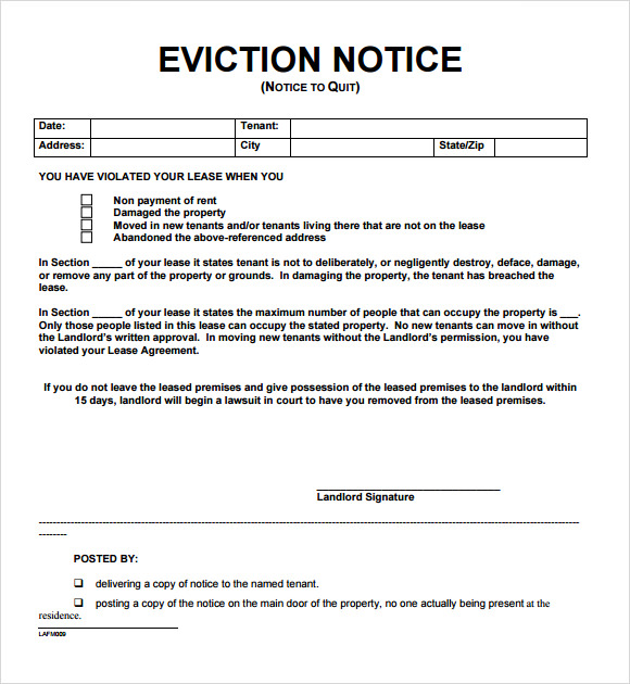 eviction notice template