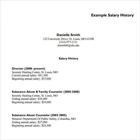 job sample document form word application Template  History  Free Download in  Salary Documents 6