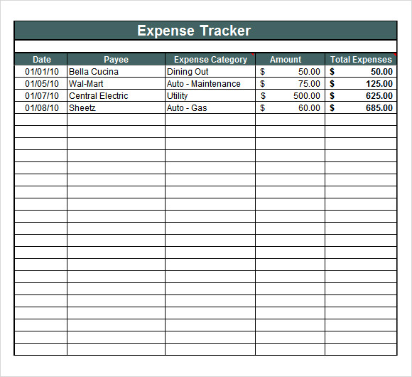 Business Expense Tracking Template