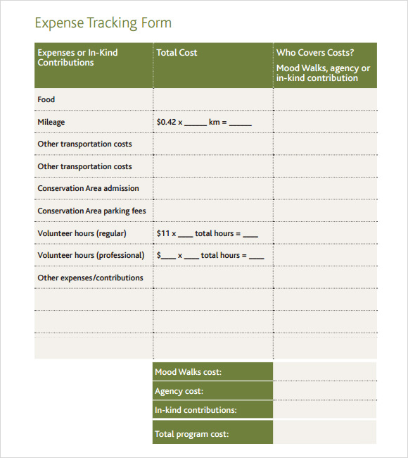 expense tracking form