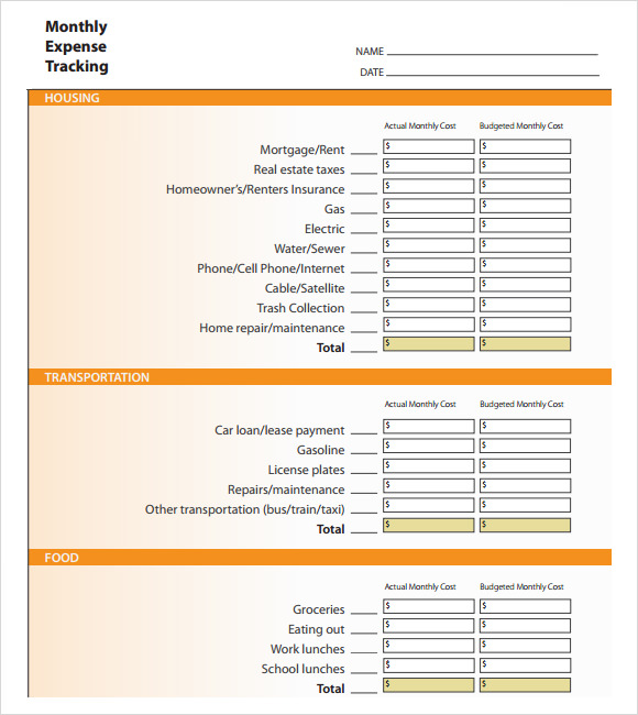 Monthly Bill Tracker Template Free Collection