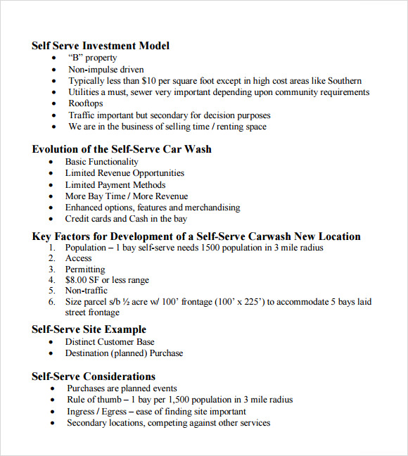 automatic car wash business plan sample