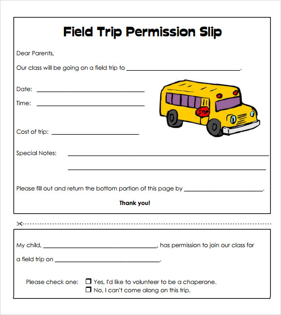 Field Trip Permission Slip Template