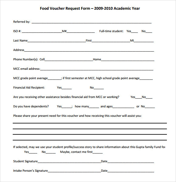 food voucher request form