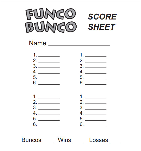 FREE 10 Sample Bunco Score Sheets Templates In Google Docs Google Sheets Excel MS Word 