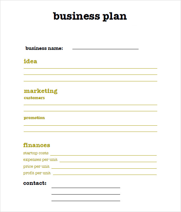 sba business plan format