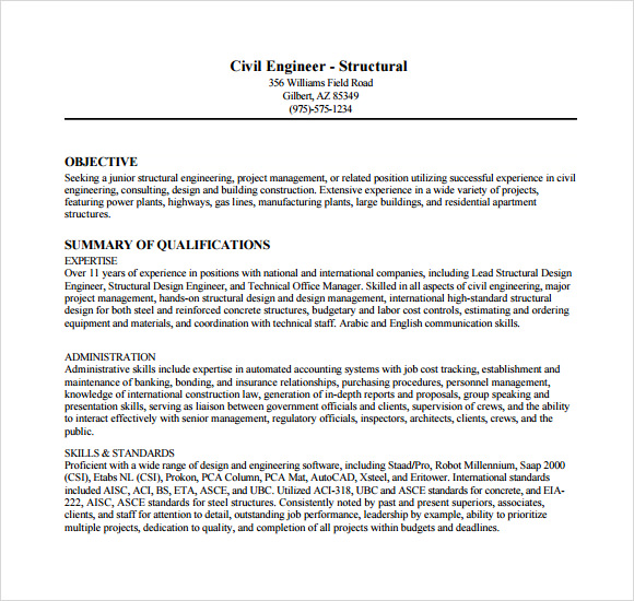 free civil engineer resume template