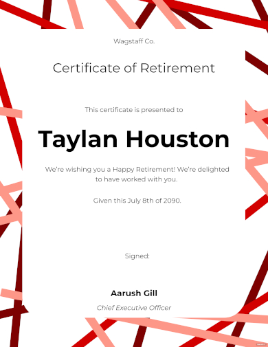 free happy retirement certificate template