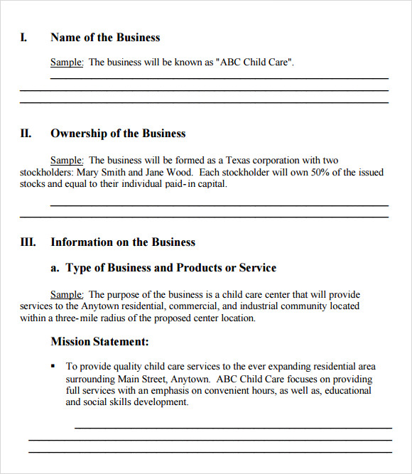 examples of business plan template