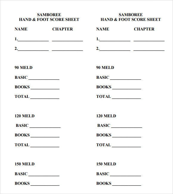 hand and foot score sheet download