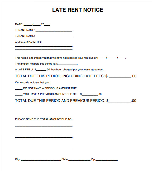 Late Rent Notice Template 8 Download Free Documents In PDF