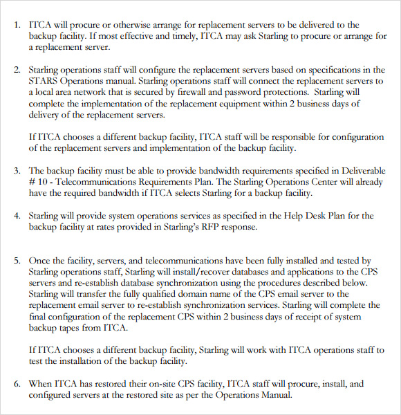 manufacturing disaster recovery plan template