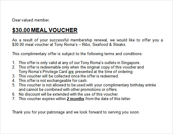 meal voucher template word