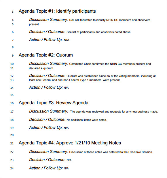 meeting notes format