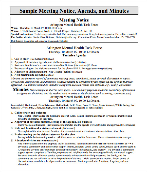 meeting notes template free