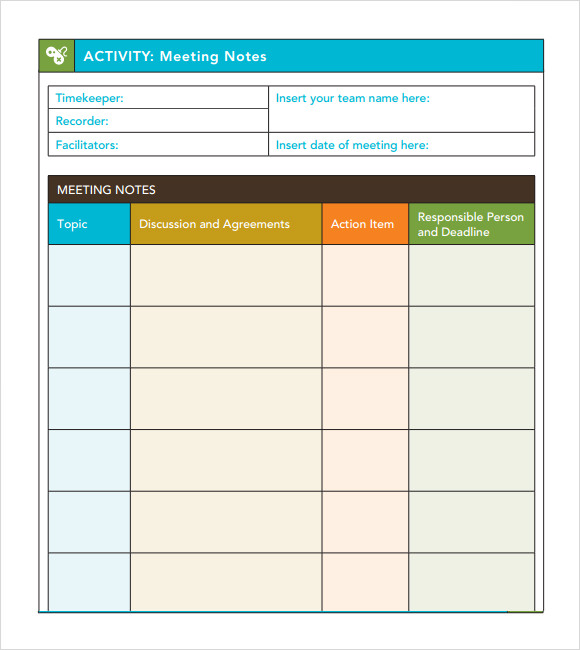 Meeting Notes Action Items Template