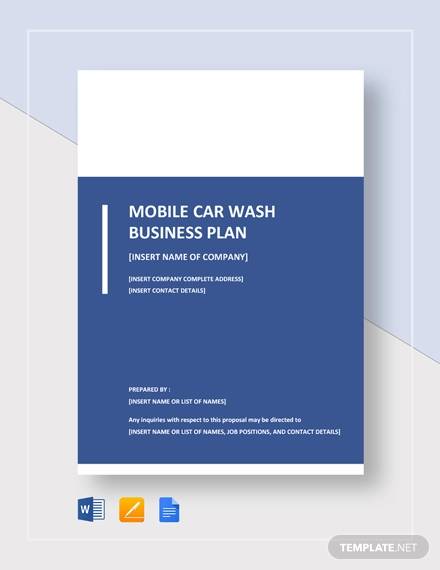 mobile car wash business plan template