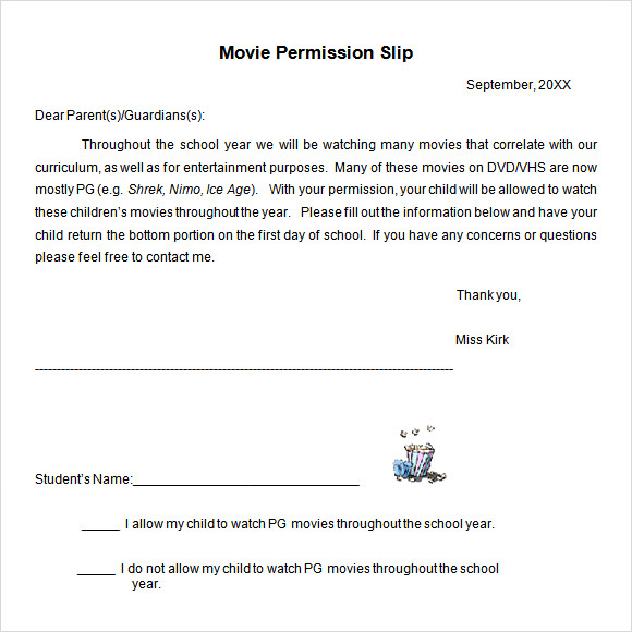 movie-permission-slip-template